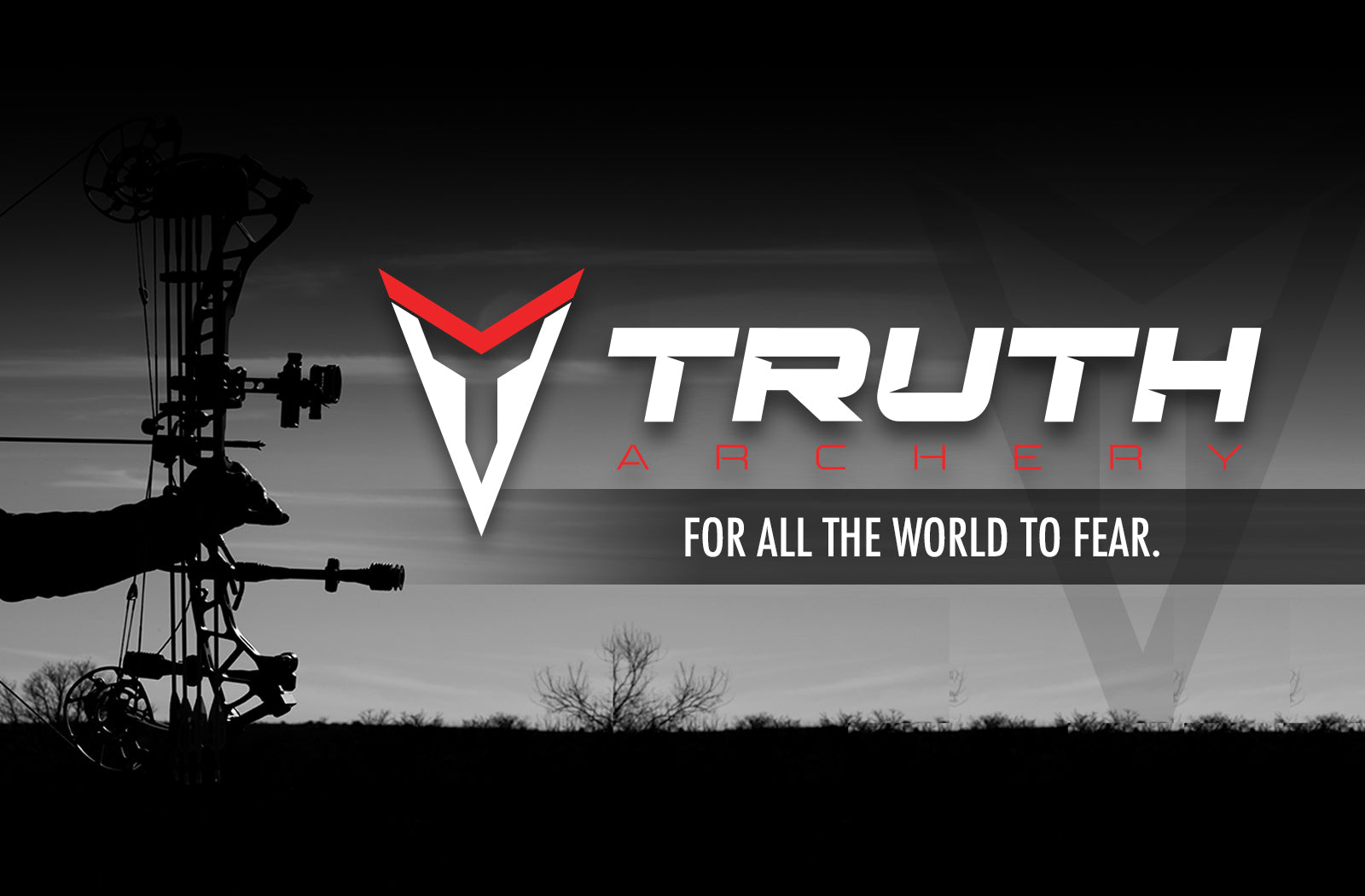 A silhouette of an archer with a compound bow beside the "Truth Archery" logo and tagline, set against a dramatic backdrop.